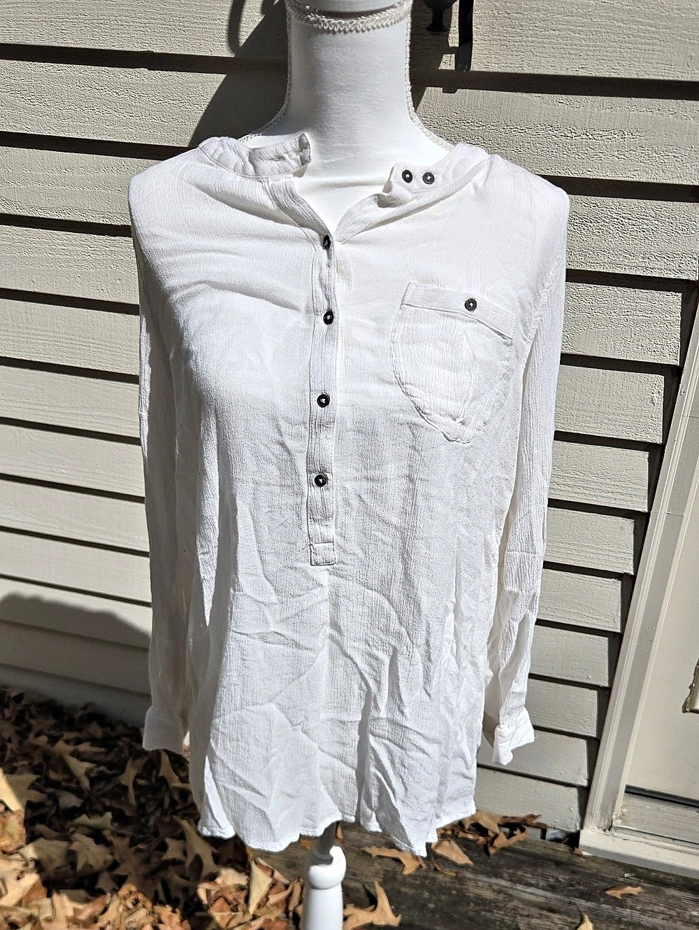 Free People White Button Front Top Size Medium